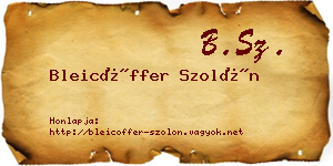 Bleicöffer Szolón névjegykártya